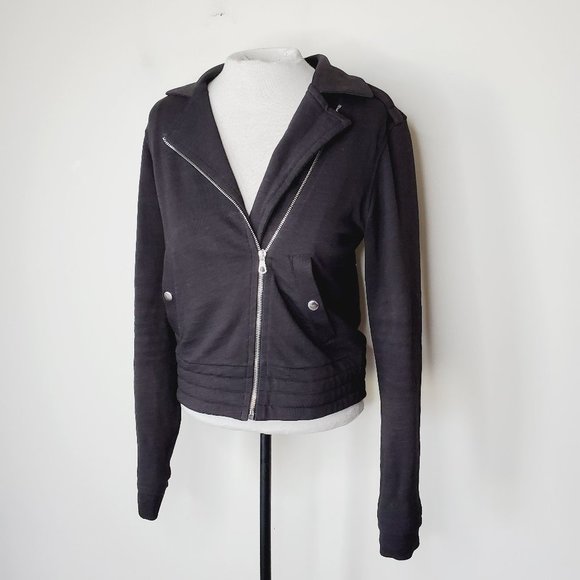 RAG & BONE Knit Black Cotton Moto Edgy Jacket - Picture 2 of 11